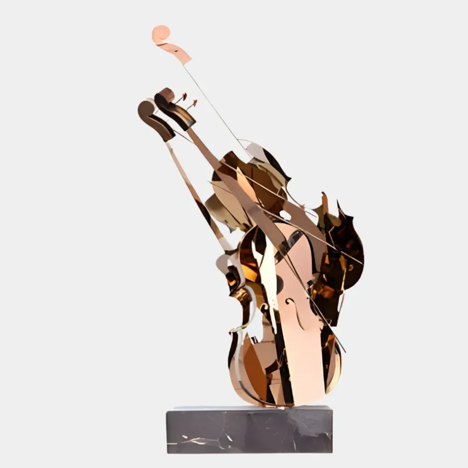 Statues & Sculptures Table Top|Floor Standing^Violin Fusion 80cm Copper Metal Indoor Sculpture