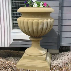 Statues & Sculptures Large|Round^Waddeston Urn Stone Garden Planter