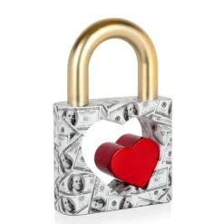Statues & Sculptures Table Top|Contemporary^Wealth Padlock 38cm Gold Resin Indoor Sculpture