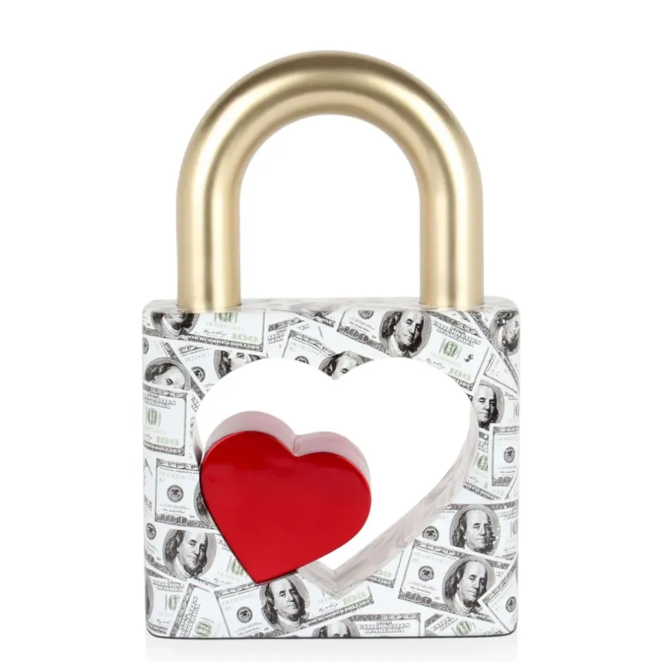 Statues & Sculptures Table Top|Contemporary^Wealth Padlock 38cm Gold Resin Indoor Sculpture