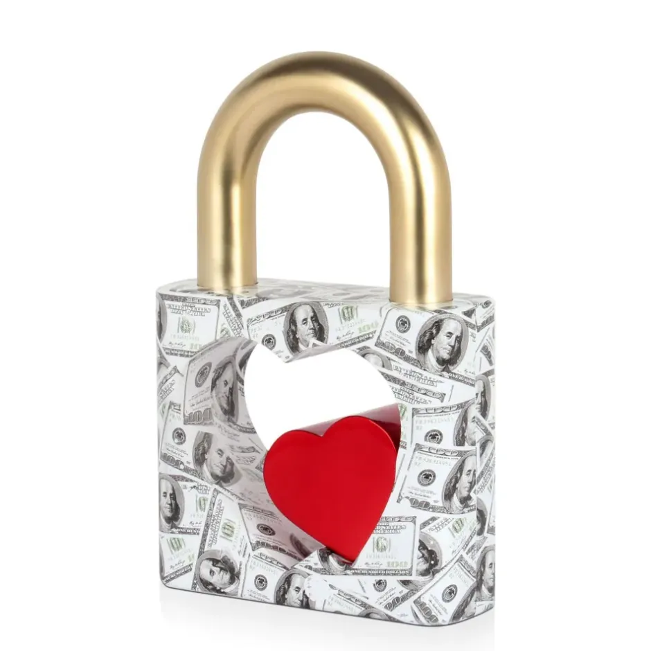 Statues & Sculptures Table Top|Contemporary^Wealth Padlock 38cm Gold Resin Indoor Sculpture