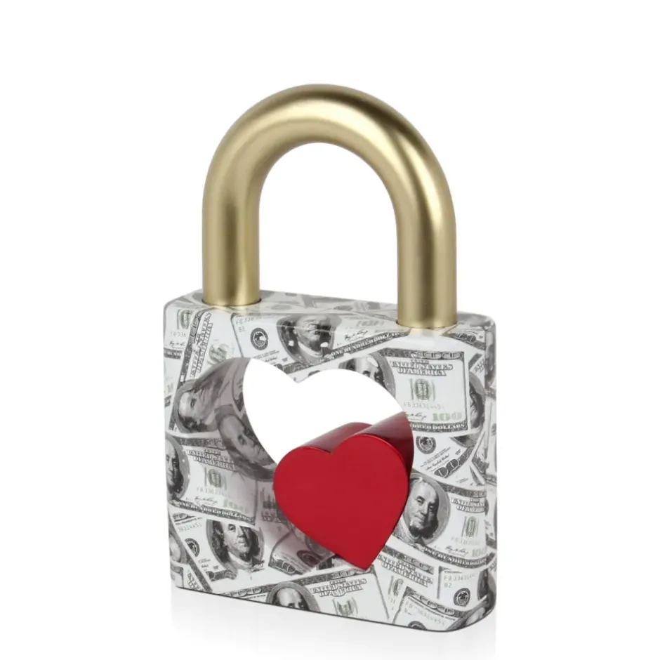 Statues & Sculptures Table Top|Contemporary^Wealth Padlock 28cm Gold Resin Indoor Sculpture