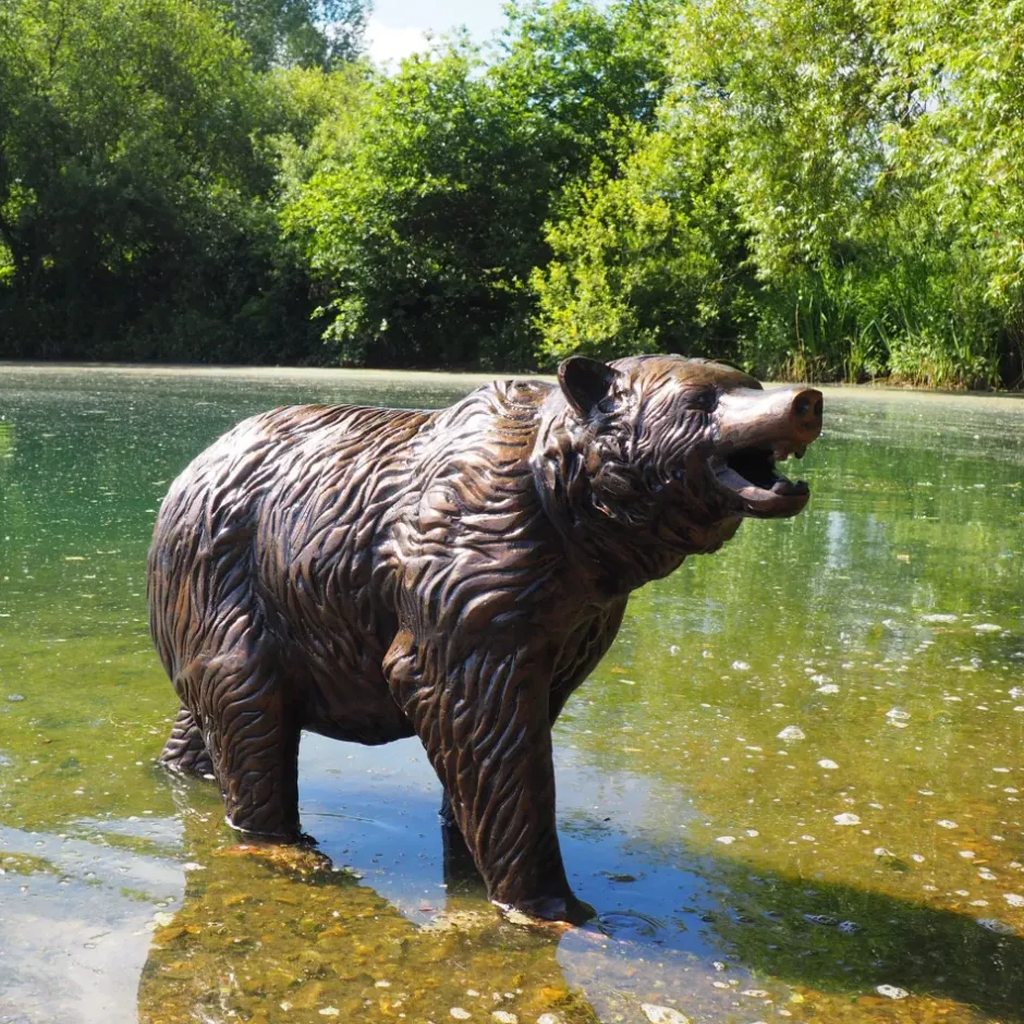 Statues & Sculptures Wildlife^Wild Bear Cub Bronze Metal Garden Statue