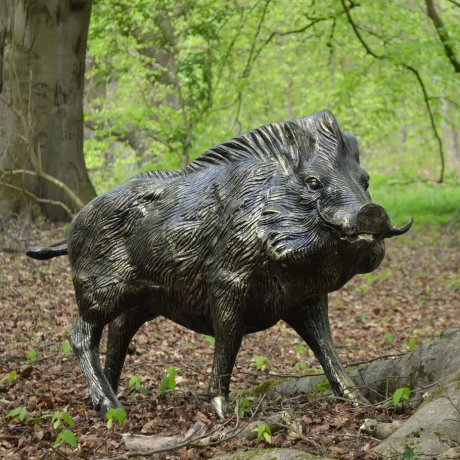 Statues & Sculptures Wildlife^Wild Boar Life-Size Bronze Metal Garden Statue