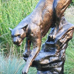 Statues & Sculptures Wildlife^Wild Cougar Bronze Metal Garden Statue