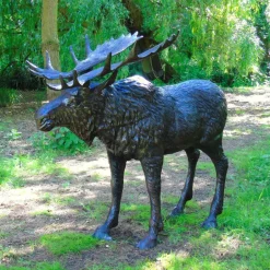 Statues & Sculptures Stags & Deers^Wild Moose Life-Size Bronze Metal Garden Statue