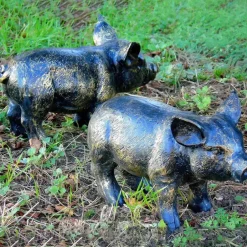 Statues & Sculptures Farm^Wild Piglets (Set of 2) Bronze Metal Garden Ornaments