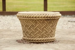 Statues & Sculptures Large|Round^Woven Plant Pot Bathstone Stone Garden Planter