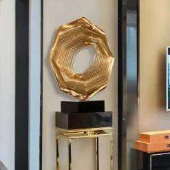 Statues & Sculptures Table Top|Abstract^Xenon Grid 70cm Gold Metal Indoor Sculpture