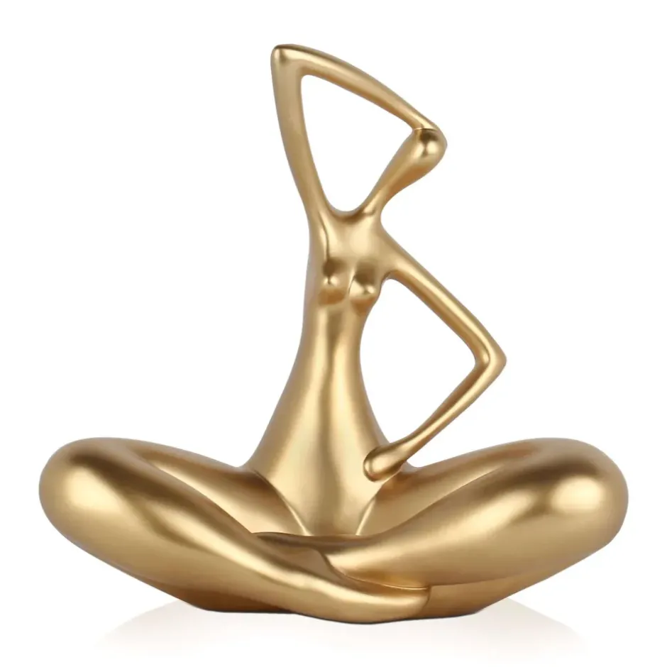 Statues & Sculptures Figurative|Table Top^Yoga Grace 25cm Gold Resin Indoor Sculpture