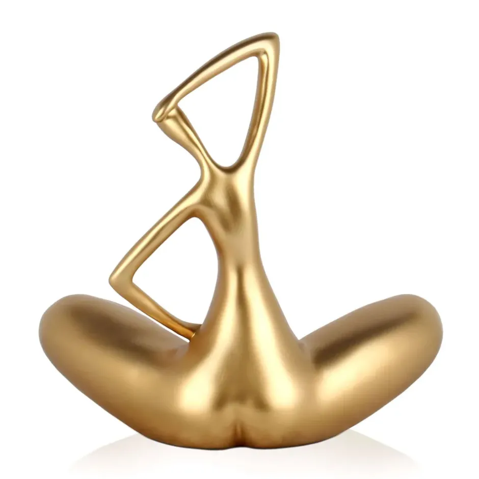 Statues & Sculptures Figurative|Table Top^Yoga Grace 25cm Gold Resin Indoor Sculpture