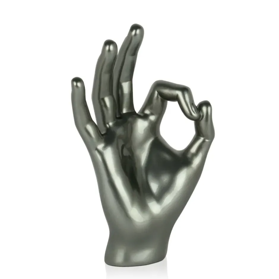 Statues & Sculptures Table Top|Contemporary^Zen Hand 27cm Anthracite Resin Indoor Sculpture